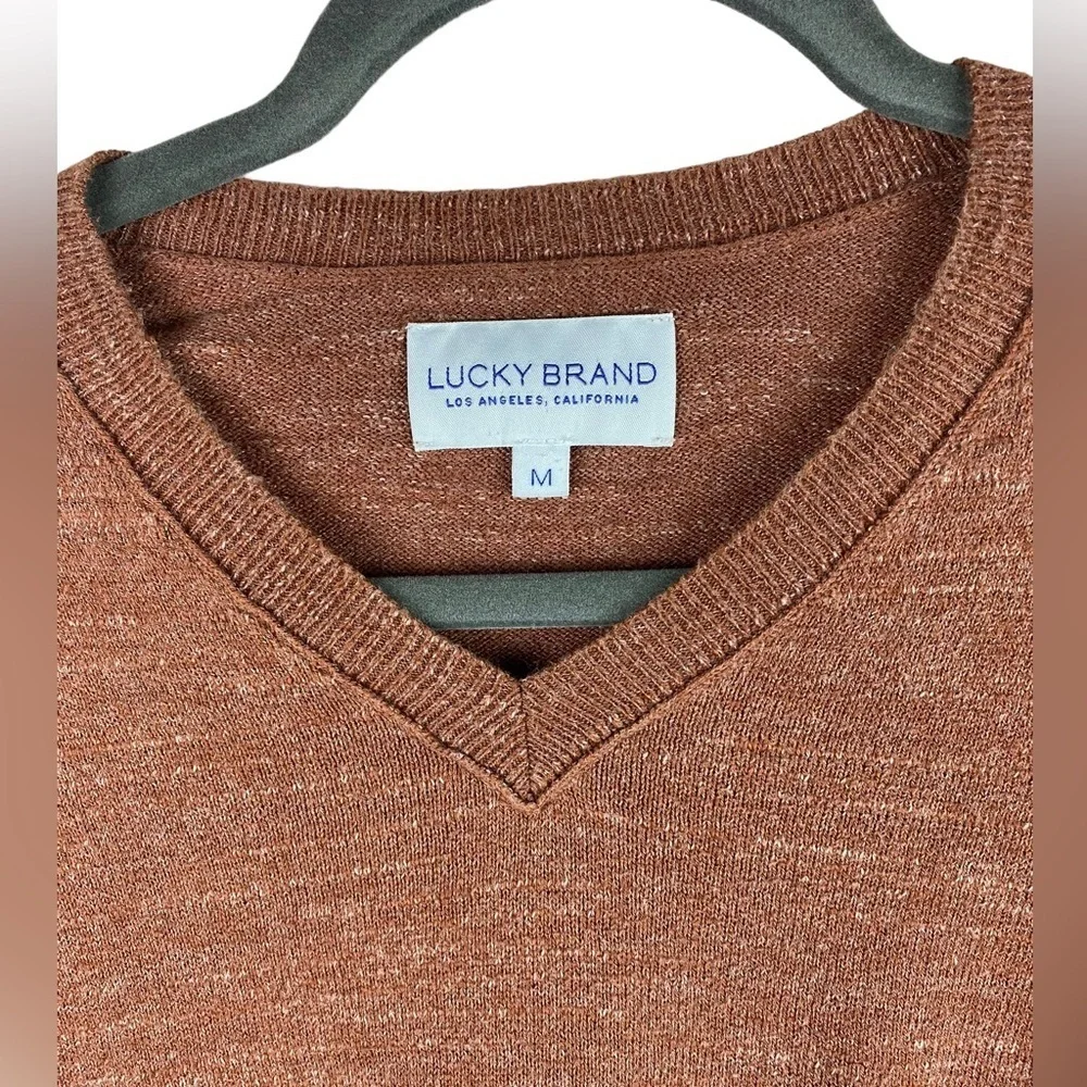 Lucky Brand Men’s vintage 90s brown V-Neck long sleeve knit sweater M
